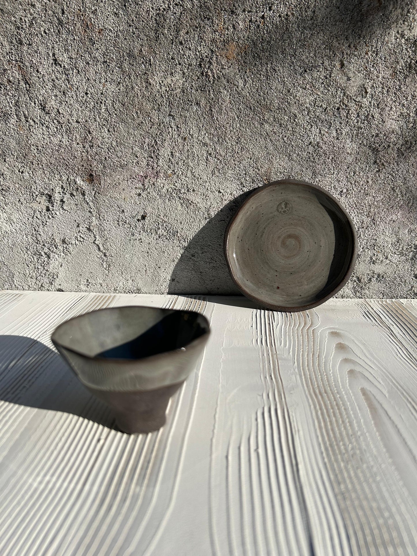 Darkly Gray Double Espresso Cup and Saucer