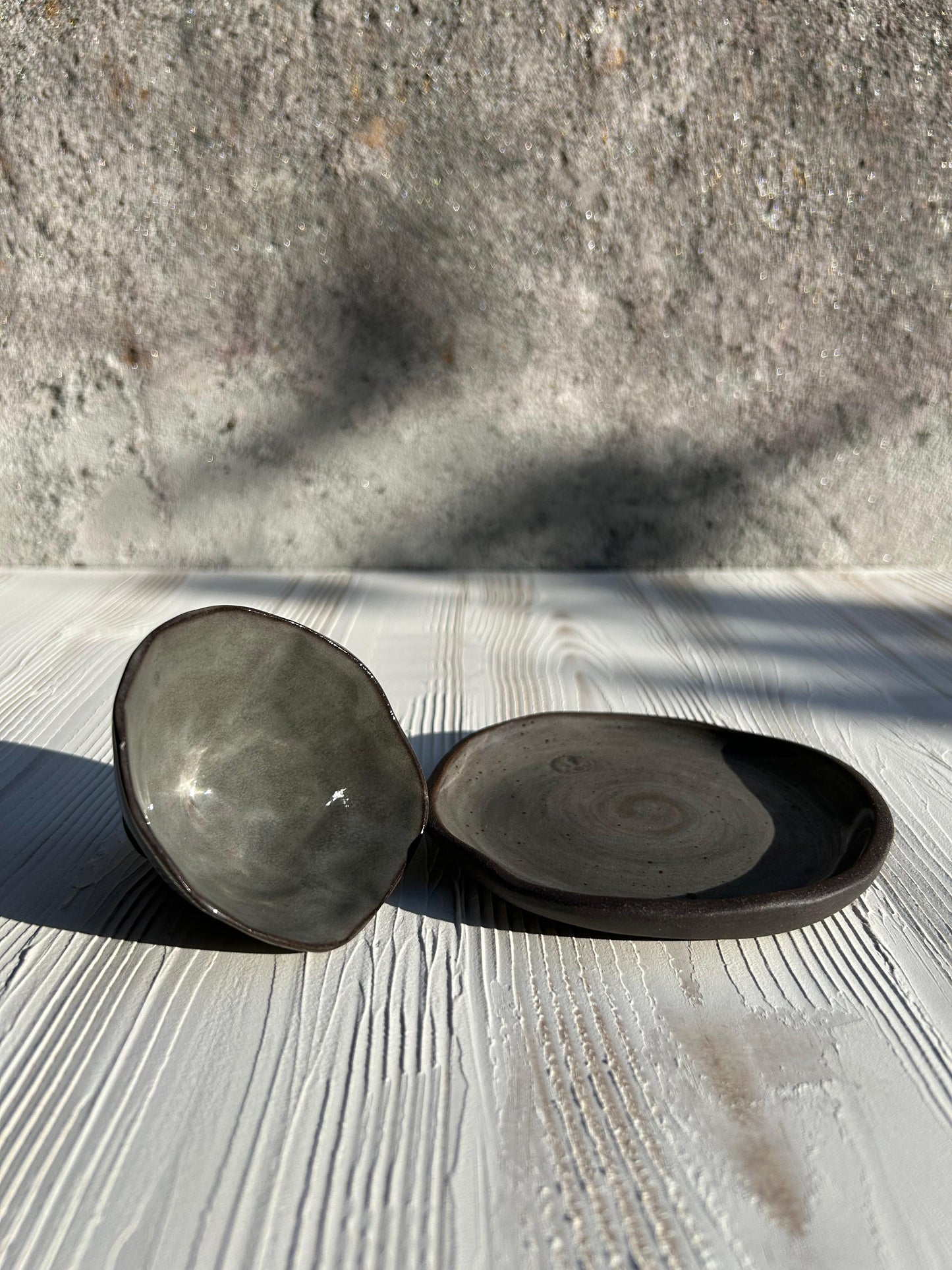 Darkly Gray Double Espresso Cup and Saucer